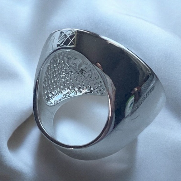 Modernist Open Work Silver Plated Chunky Fashion Ring Costume Jewelry NEW - Picture 5 of 7